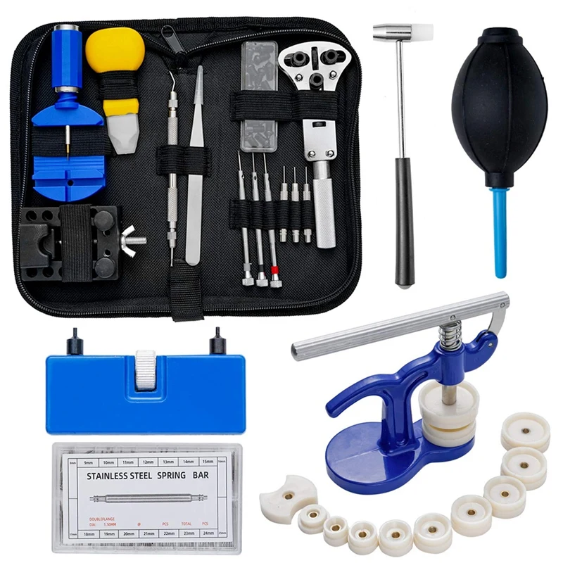 

Watch Repair Tool Kit Professional Watch Battery Replacement Kit, Watch Band Link Pins With Carrying Case (406Pcs)