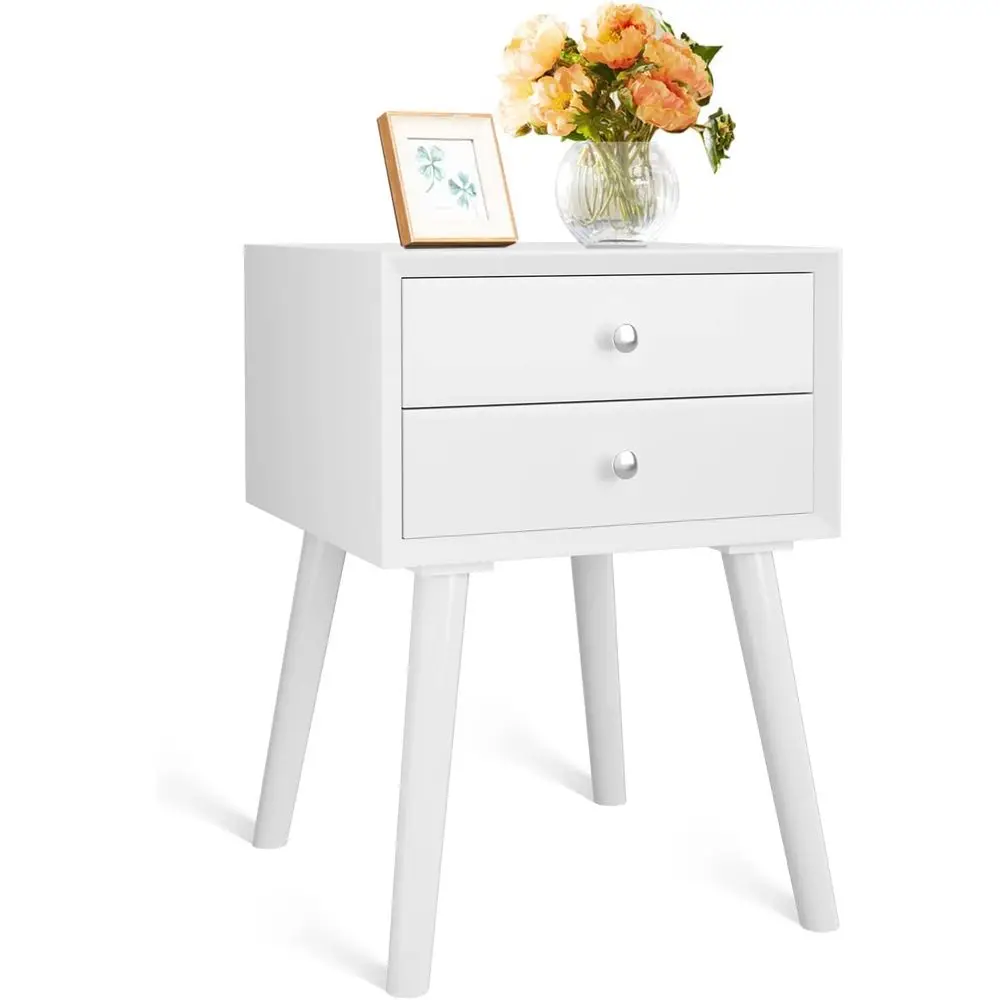

Nightstand with 2 Drawer, Wood End Side Table for Living Room Bedroom Furniture