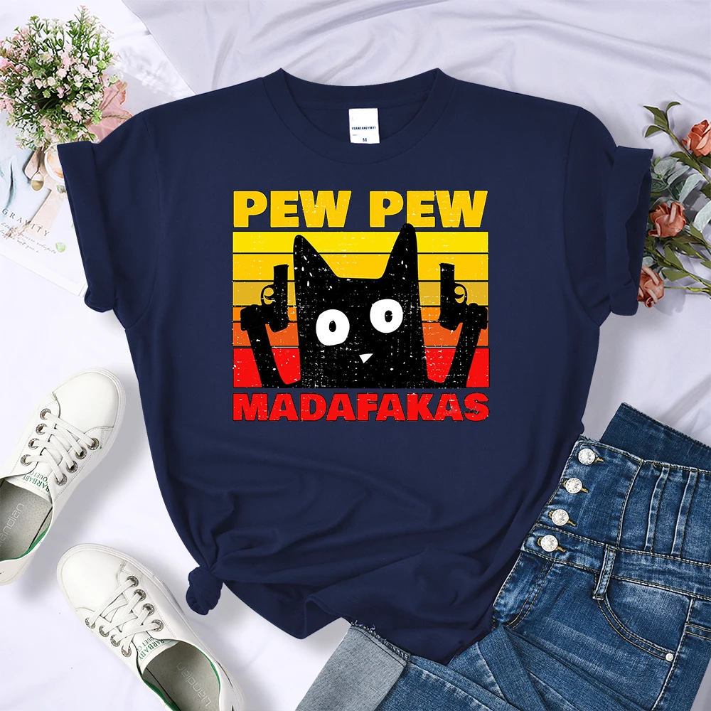 Street Fashion Pew Pew Madafakas T-Shirts Womens Fashion Tee Clothes Tshirt Summer Brand Tops Hip Hop Crewneck Women T-Shirt