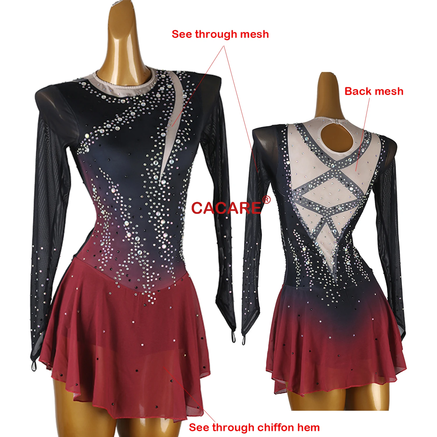 Beeldje Schaatser Jurk voor Kunstschaatsen Latin Dans Jurk Vrouwen Danskleding Toneelkostuum Kleding Prestatiekleding Stadium 018