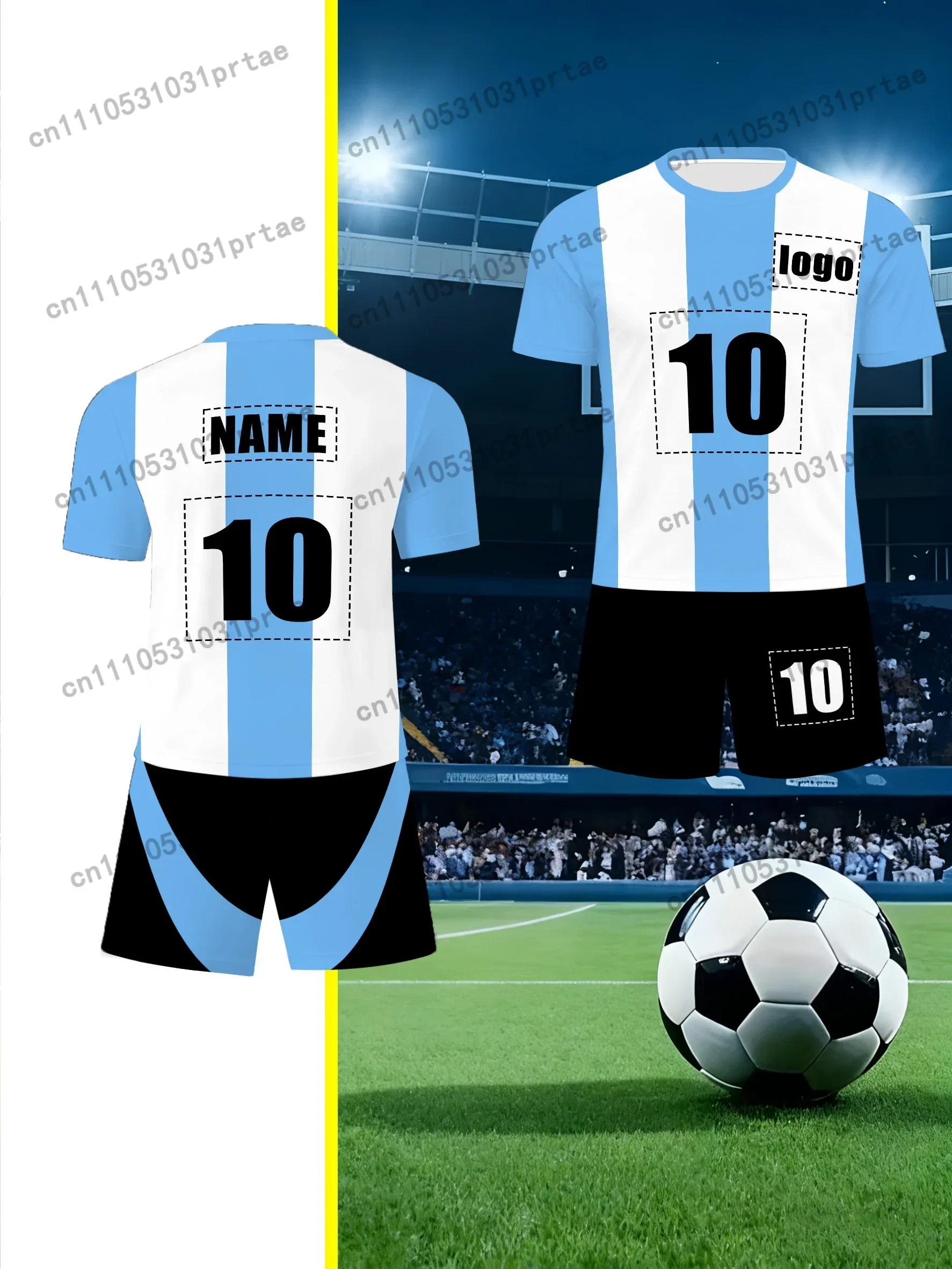 This Unisex Round-Neck Soccer Uniform Set Uses Digital Printing Technology And Can Be Customized with Team Or Individual Black