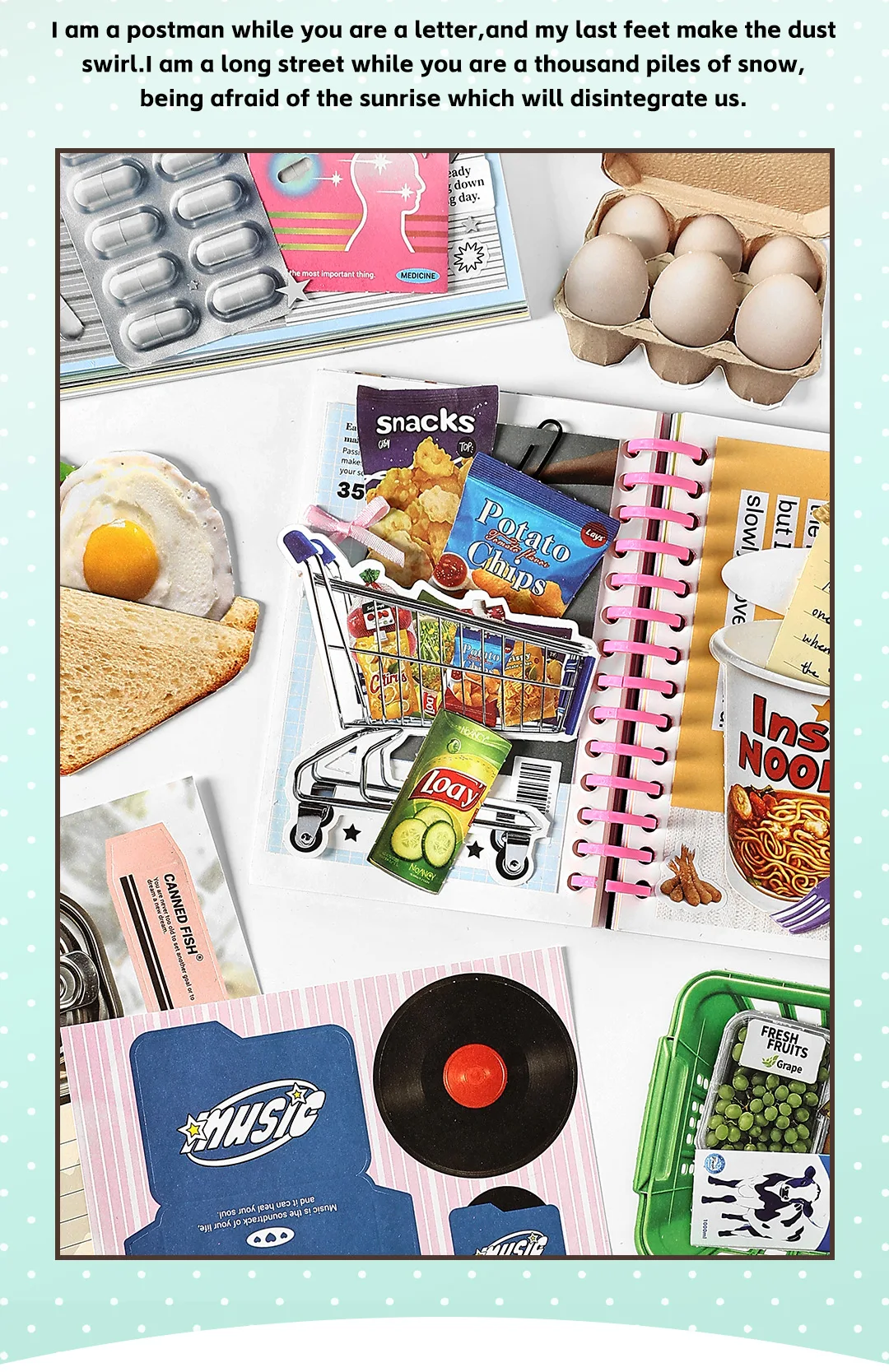 20 Blatt/Beutel, beschreibbare Haftnotizen, kreatives Muster mit Snacks, Desserts, Früchten, Alltagsmotiven, faltbare Notizen für Nachrichten und Begrüßungen – Detail 1