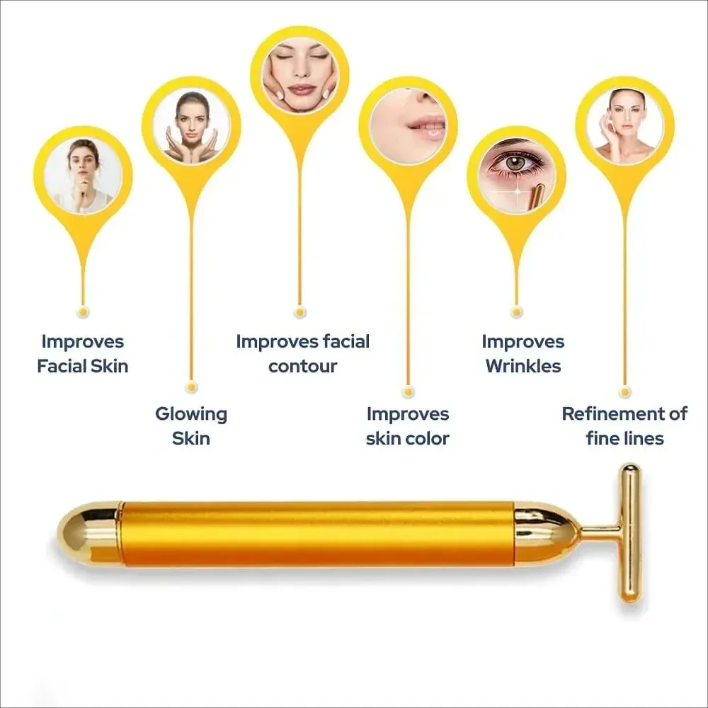 

Facial beauty massage device T-Shape Vibrating Beauty Bar 24K Electric Face Slimming Rod Electric firming massage stick