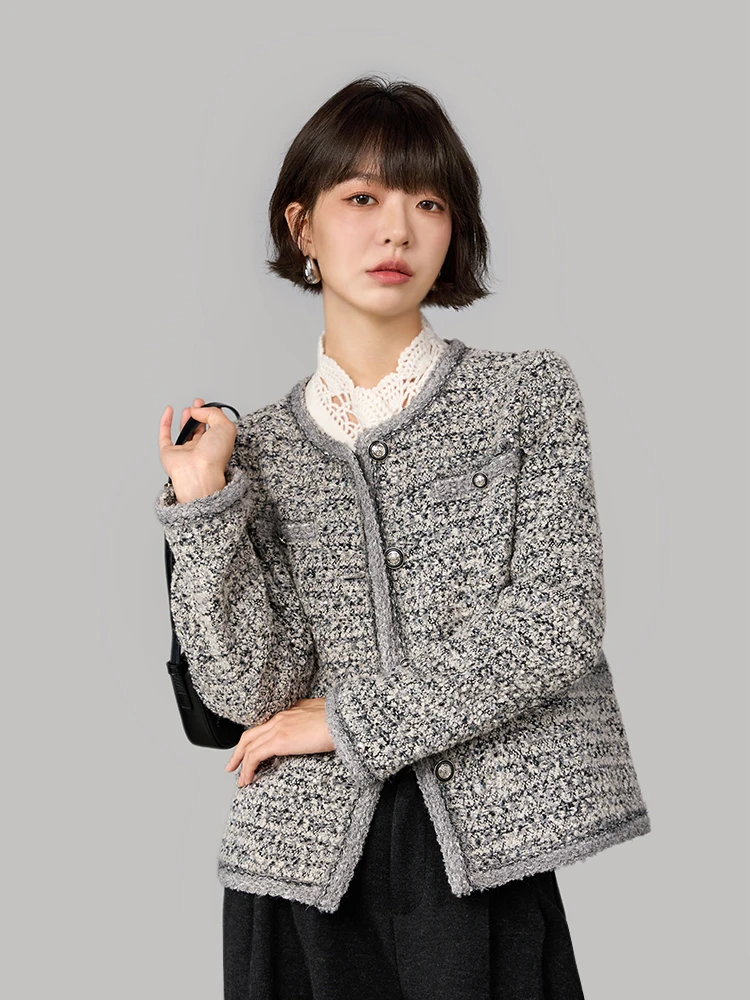

Heavy-Weave ort Jaet for Women Autumn Winter New Sle Yangni Straight Tube ape Warmth Commute Sle Polyester