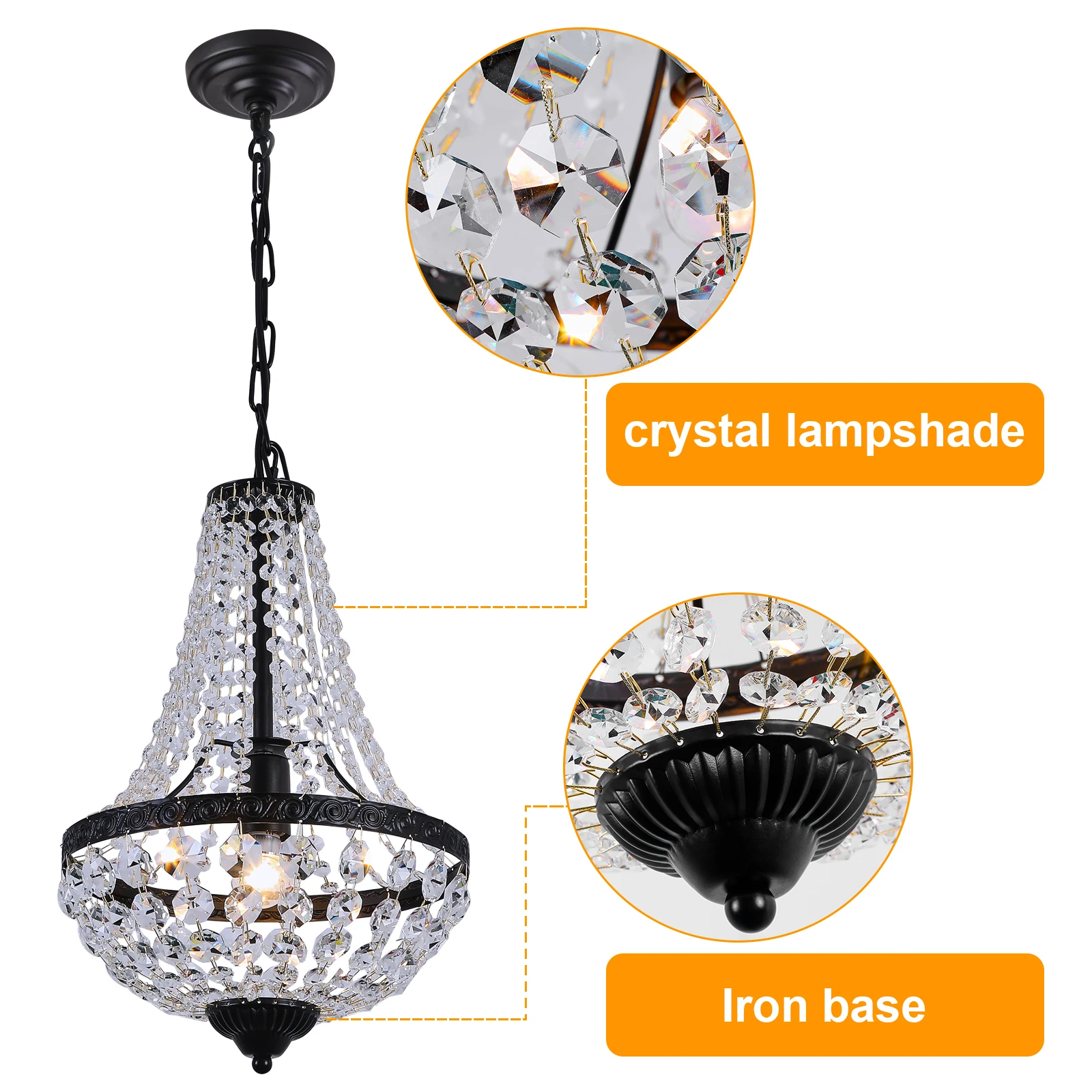 Retro Crystal Pendant Light Home Lighting Fixtures For Dining Living Room Ceiling Lamp Chandelier Metal Hanging Lustre Luminaria