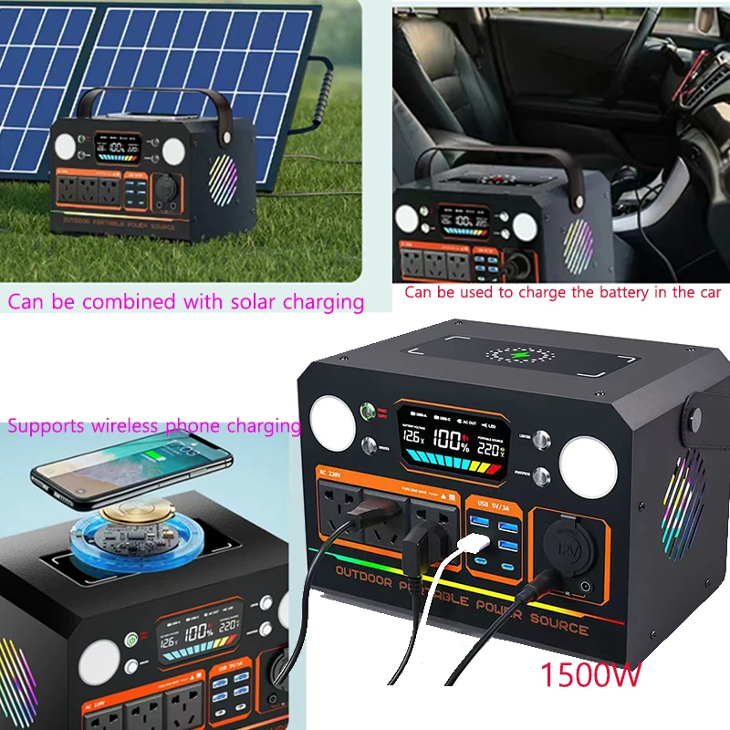 Mobile Outdoor Power Supply 220v, Large Capacity, Portable Home Self Driving, Live Streaming, Camping, Emergency Power Storage