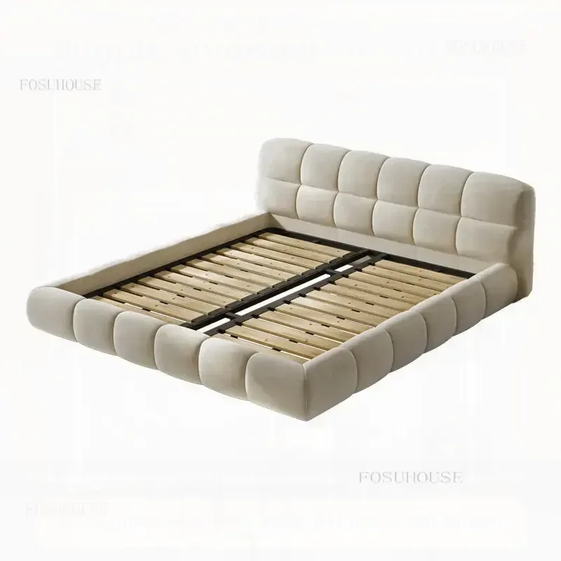 شقة التكنولوجيا الحديثة إطار سرير من القماش عنبر الشمال الأثاث سرير مزدوج كريم ماستر كاماس دي دورميتوريو الأثاث