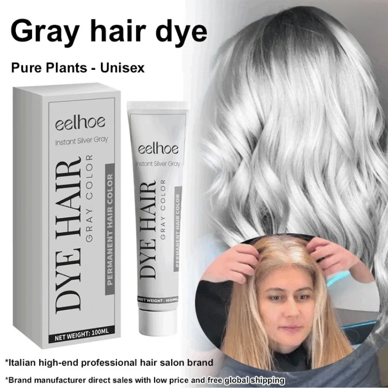 Crema para el cabello gris Color natural para el cabello Duradero y no daña el cabello Fácil de colorear Fácil de limpiar
