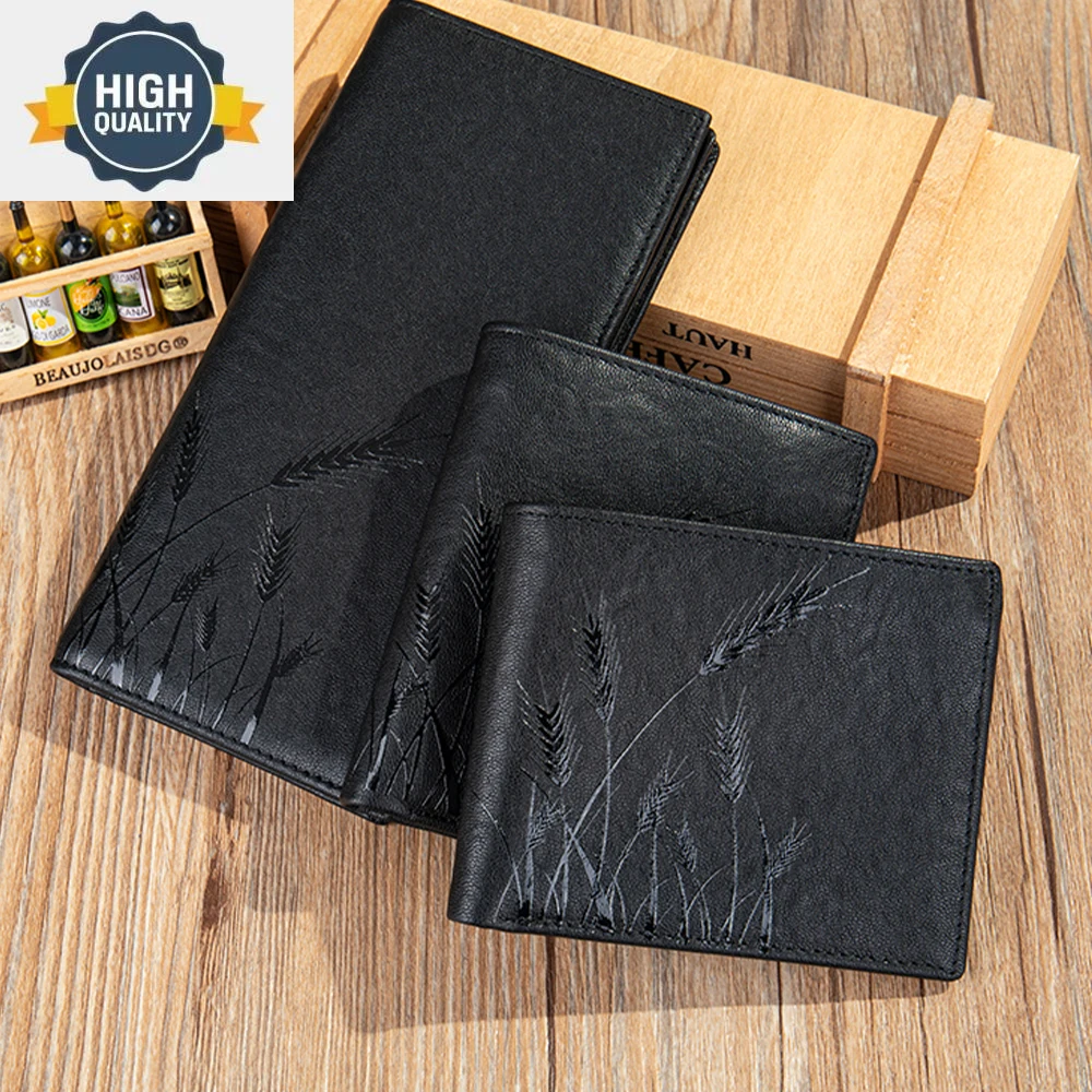 

RFID Men's Wallet Blocking Casual Genuine Leather For Men Women Pocket Purse Bifold Card Holder Slots Black s