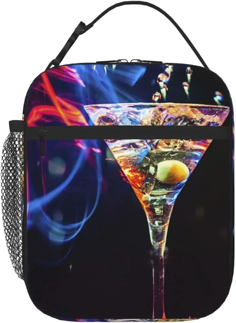 Colorful Sparkling Wine Funny Lunch Bag for Women Men Insulated Cooler Bag Portable Lunchbox Waterproof Portable Lunch Tote