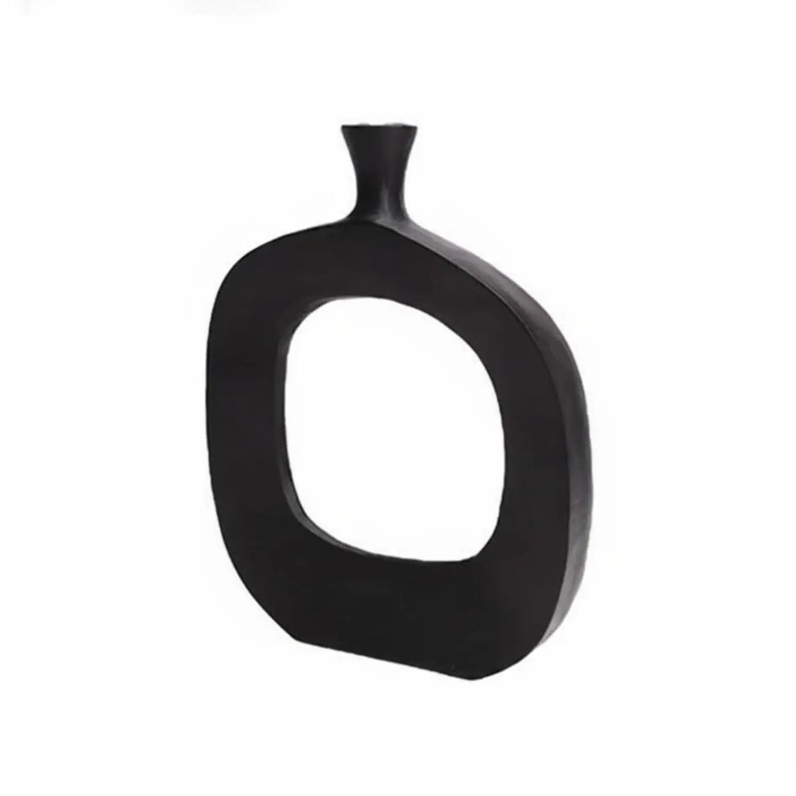 Abstract Metal Vase Creative Contemporary Design Donut Vase Focal Point House Decoration for Living Room, Bookshelf, Mantelpiece