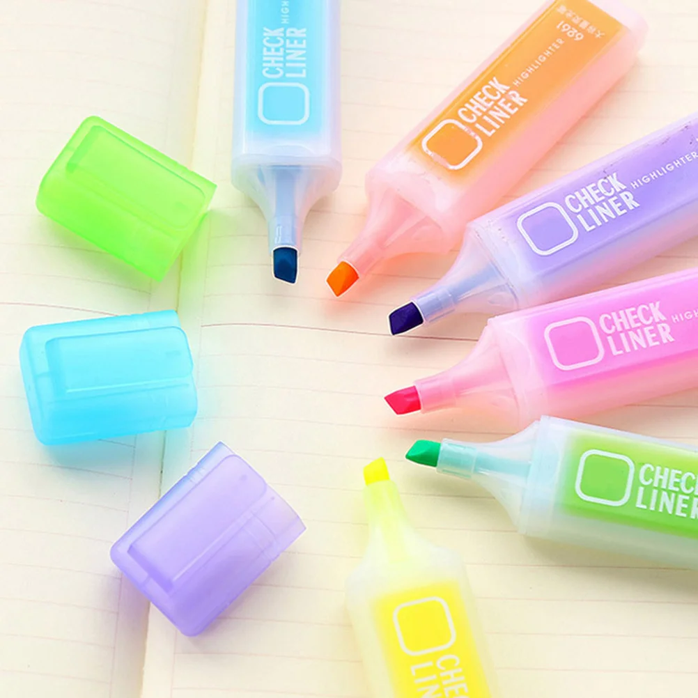 

6Pcs Candy Color Highlighter Pen Smooth Writing Bright Colors School Supplies Student Gift Highlighter Candy Color Pen