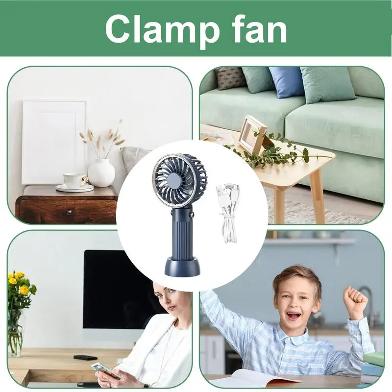 Mini Portable Fan With Strap Powerful Handheld Fan 3 Speeds USB Rechargeable Portable Mini Fan For Stylish Kids Girls Women