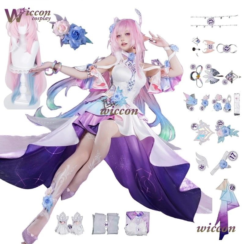 

Ynot Game Honkai: Star Rail Cyrene Косплей Новый парик из кожи Cyrene Косплей Костюм Женское розовое платье Женская ролевая игра на Хэллоуин