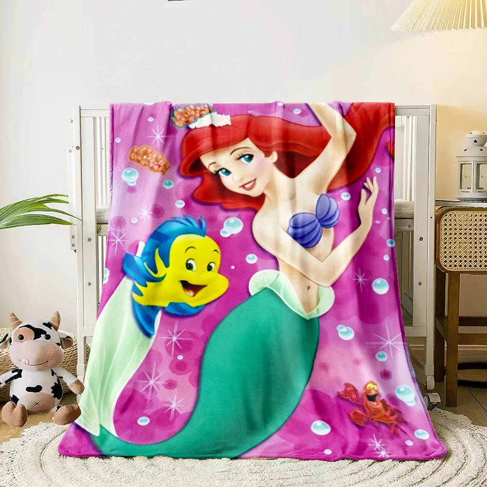 MINISO Mermaid Princess Cartoon HD Print Blanket.Oversized Soft Warm Flannel All-season Blanket.Use Sofas,sleep,Camping Blankets