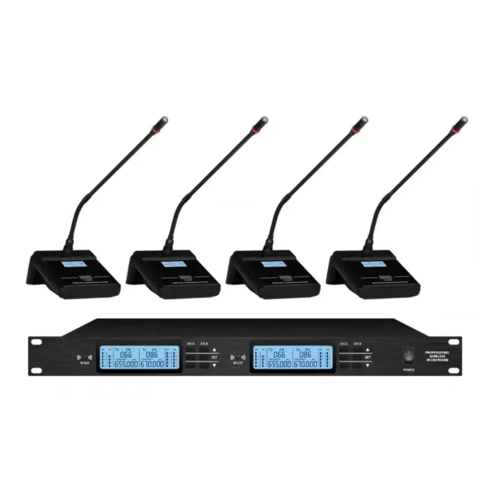 

Demao BMG-440U metal 4 Channels UHF Wireless Microphone Conference Head-Worn Microphone For Karaoke