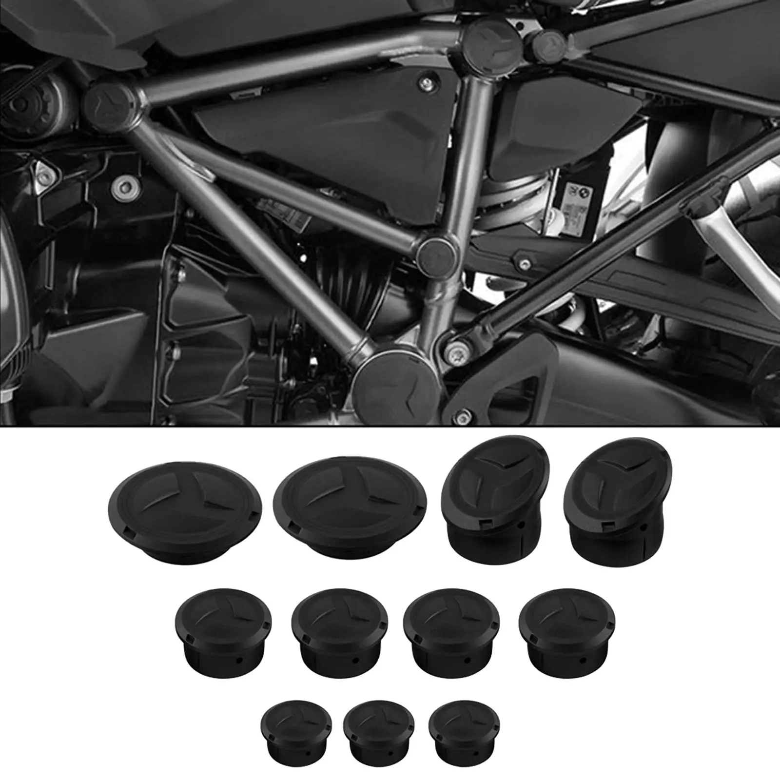 Motorcycle Frame Hole Plug Cap Set Right Left Replacement Black TPU for R1200 1250GS ADV