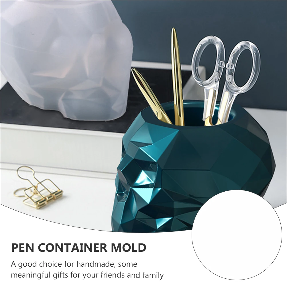

Skull Pen Holder Mold Silicone Flower Pot DIY Molds Halloween Casting Handmade Gift Durable Easy Demold Creative Decorative