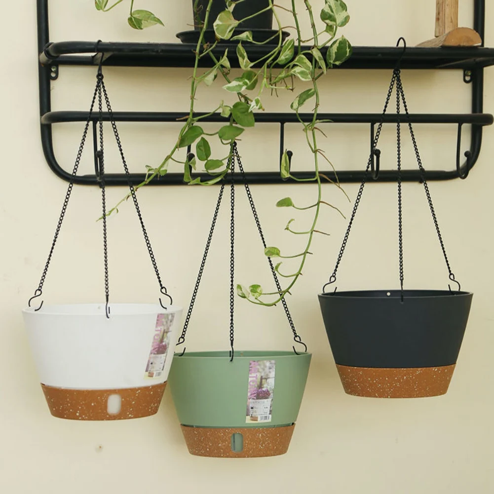 Self Absorbing Water Hanging Basket Hanging Flowerpot Thicken Plastic Planter Outdoor Plant Planting Pot Automatic Drainage Pot