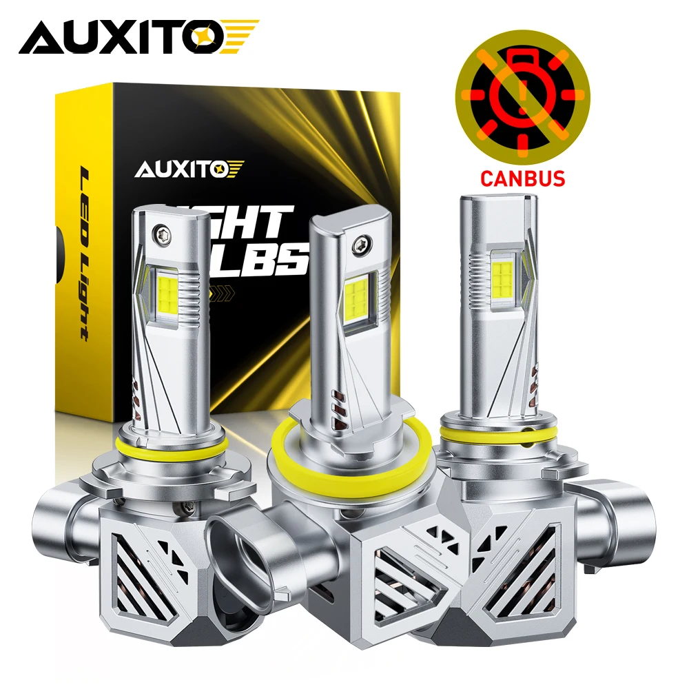 AUXITO 2Pcs Turbo H11 H8 LED Canbus H9 HB3 9005 HB4 9006 9012 LED Headlights Bulb No Error With Fan 80W High Power 6500K 25000LM