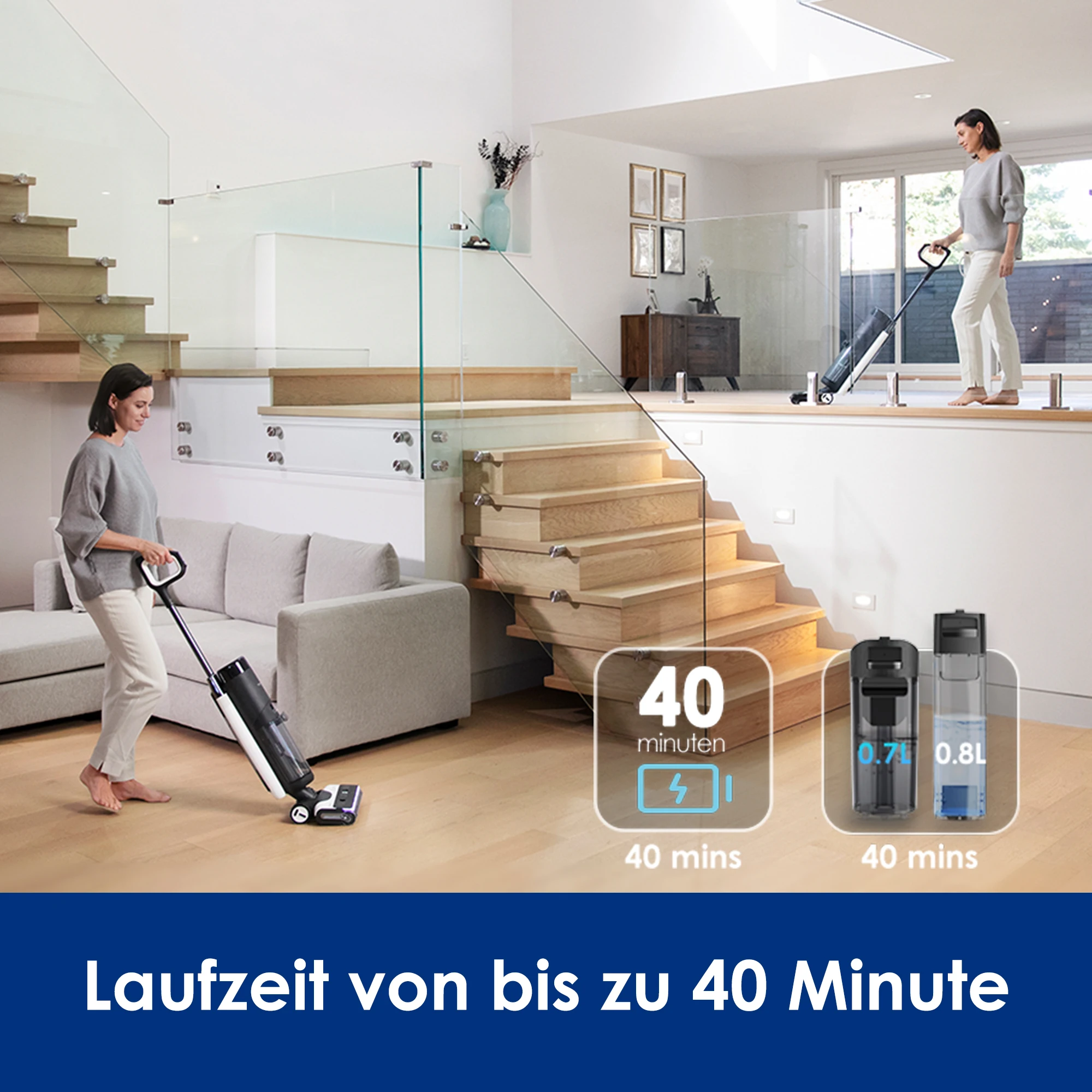 Tineco Floor ONE S7 PRO Aspiradora y fregadora inalámbrica en húmedo y seco con pantalla LED, elimina suciedad pegajosa y pelo de animales, tecnología centrífuga 6