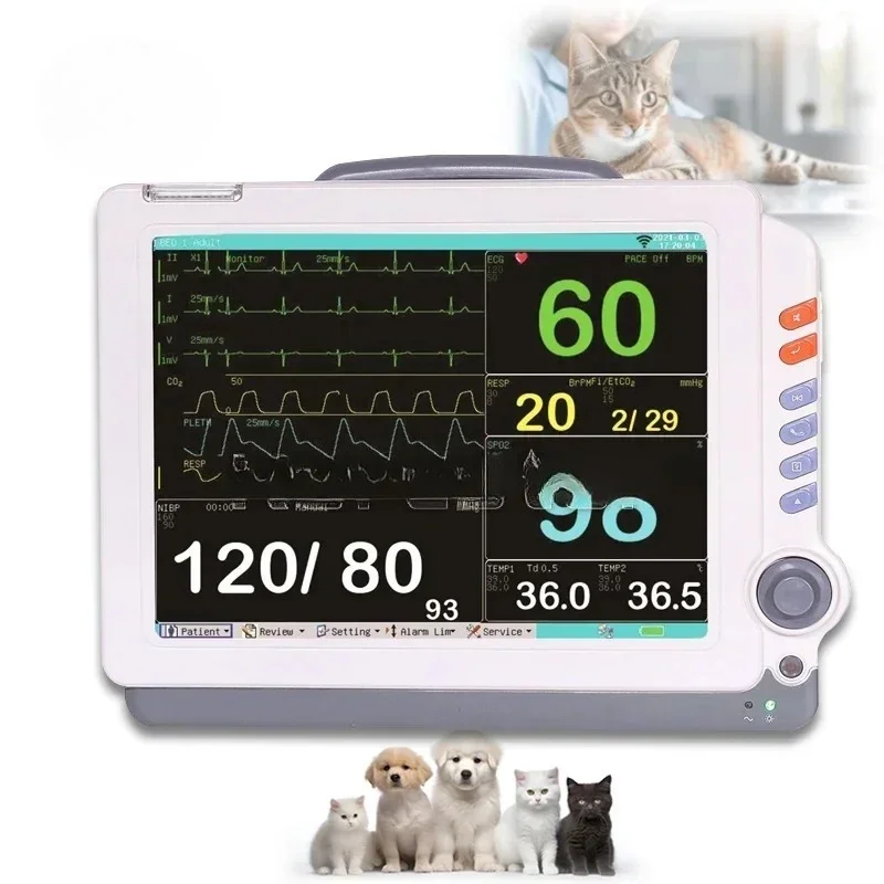 Dog Cat Health Monitoring Vet Multi-parameter 12 inch Portable monitor veterinary