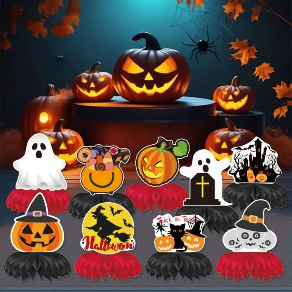 

9Pcs/Set Creative Halloween Honeycomb Decorations Gothic Style 3D Honeycomb Centerpieces Party Decorations Ghost