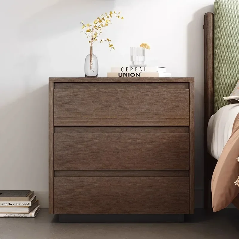 Bedside table Solid wood simple modern Italian large apartment locker Light luxury high-end creative three-draw bedside
