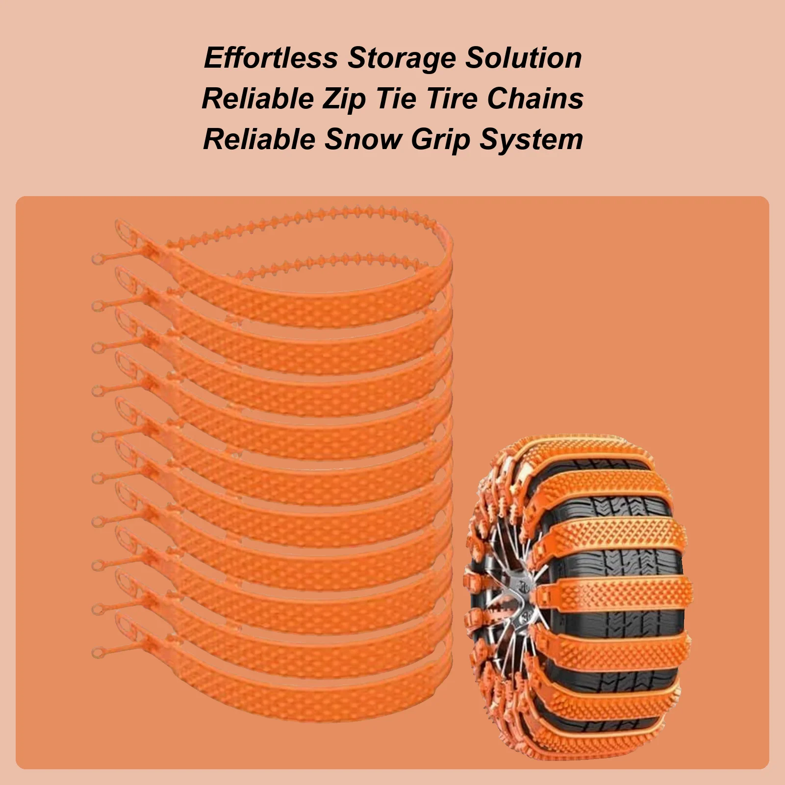 

Snow Tire Straps 10 Pieces Adjustable Anti-Skid Car Grips Tire Straps for Snow for Auto Automotive Van Vehicle RV Truck SUV