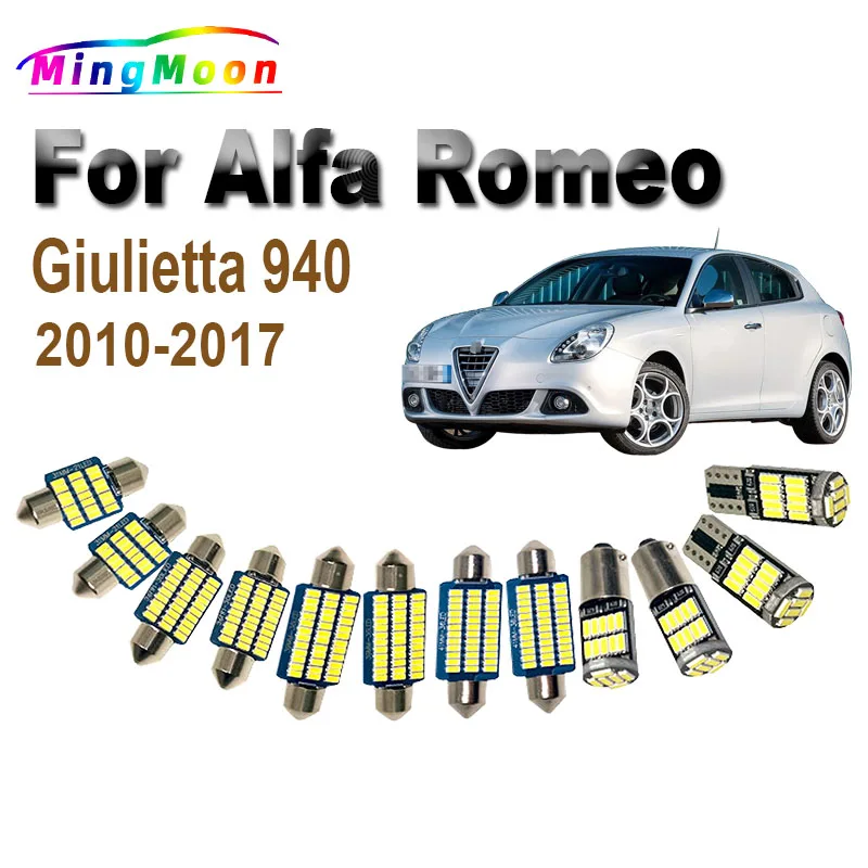 13Pcs Canbus Auto LED Bulbs Car Accessories For Alfa Romeo Giulietta 940 (2010-2017) Interior Map Trunk Door Dome Light Kit