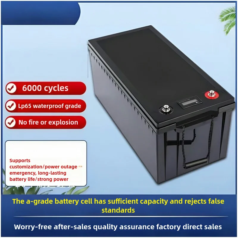 24V 200Ah 300Ah Lithium Ion Battery Pack 3.7V Cell 100A Built-in BMS 20A Charger for Solar Panels Inverter RV Off-Grid Home Ener