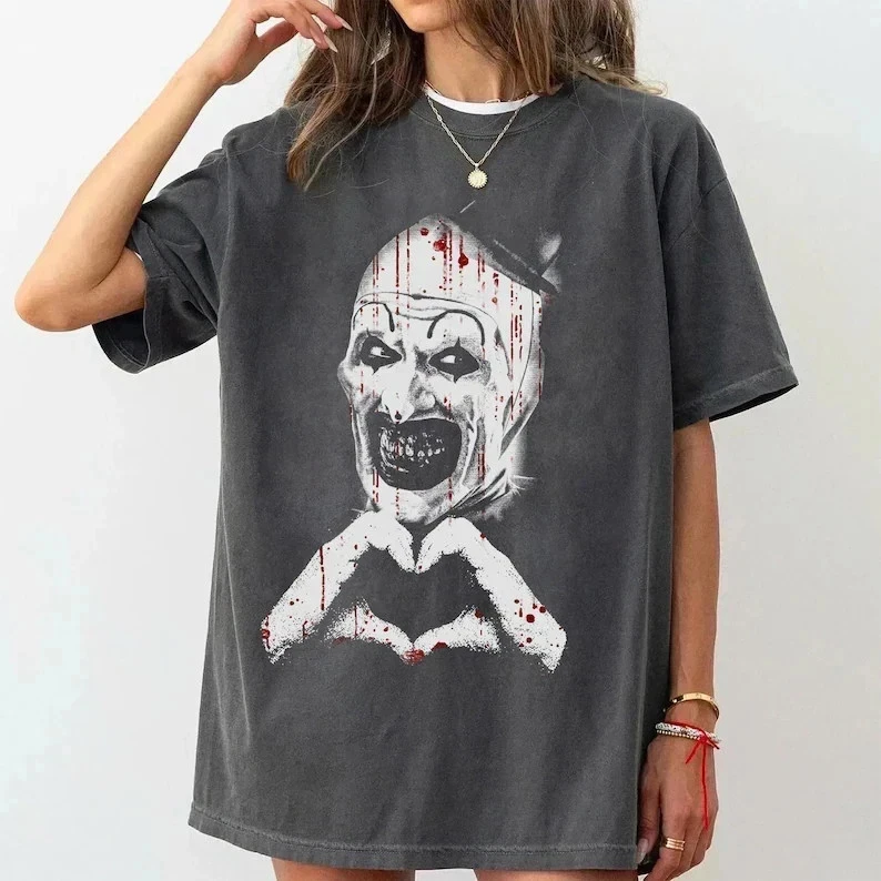 Art Crispies Terrifier Clown Retro Horro T-shirt Tees Tops Unisex High Quality Cotton Short Sleeve High Street Fashion Oversized