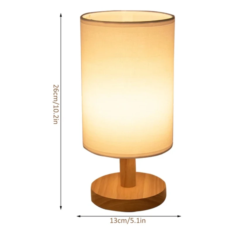 2/1PC Solid Wood Night Lamp Linen Table Lamp LED Desk Lamp Eye Protection Nightstand Lamp USB Powered Beside Lamp Bedroom Decor