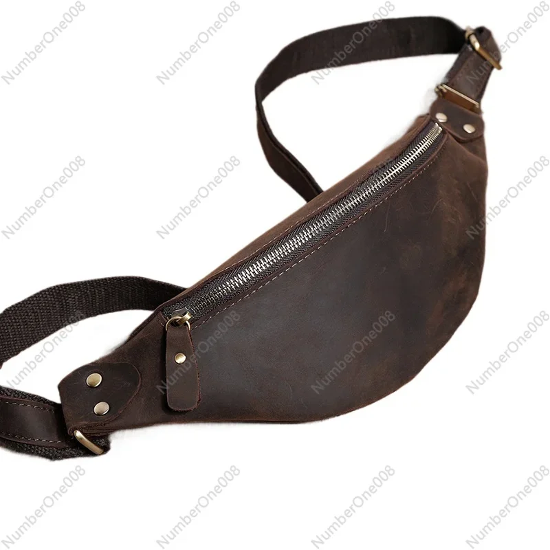 

Men's Bag Retro Mad Horse Leather Fanny Pack Multi-functional Bag Men's Outdoor Sports Mobile Phone Fanny Pack