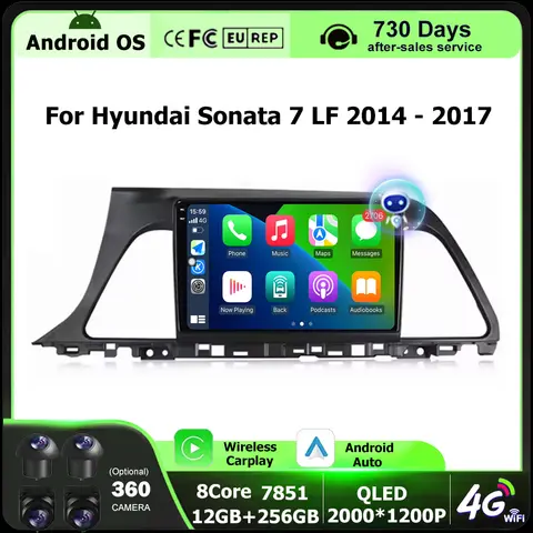현대 소나타 7 LF 2014 - 2017 용 안드로이드 자동 자동차 라디오 GPS 네비게이션 멀티미디어 플레이어 무선 Carplay 4G BT DSP 9 인치