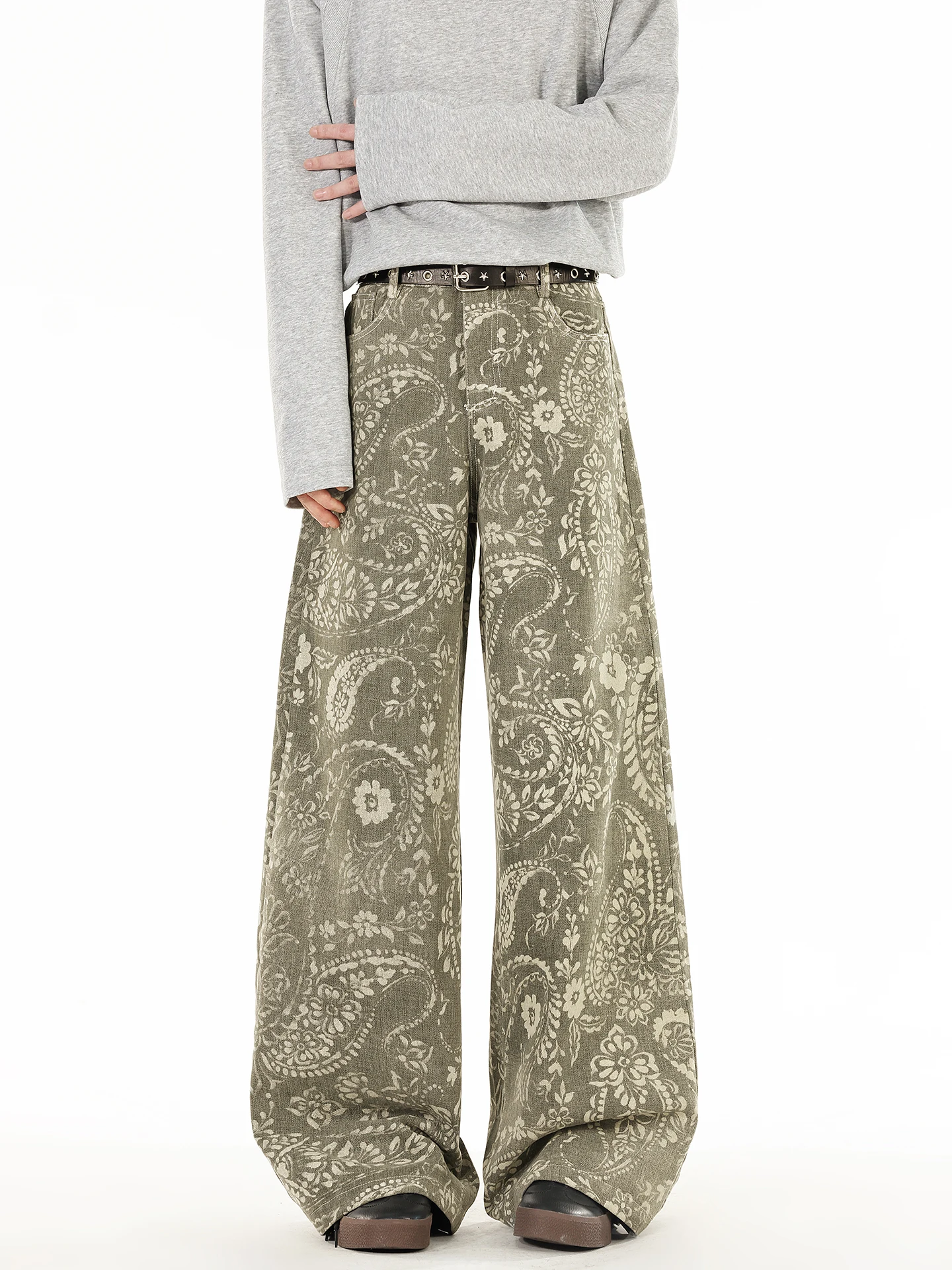 Women's Y2k Baggy Print Jeans Vintage Streetwear Harajuku Distressed Jean Pants 2000s Oversize Boyfriend Denim Trousers Autumn