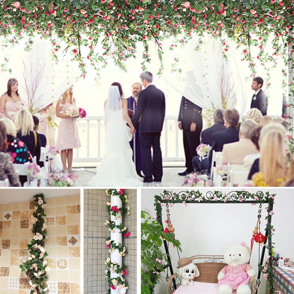 

2.4 Meter Artificial Rose Vine Deep Purple Hanging Decoration Garland Fake Leaf Rattan for Home Wedding Party Decor Simulation