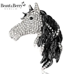 Beaut&Berry Trendy Enamel Horse Brooches for Women Unisex Animal Pins Casual Party Accessories New Gifts Year Friends Decoration