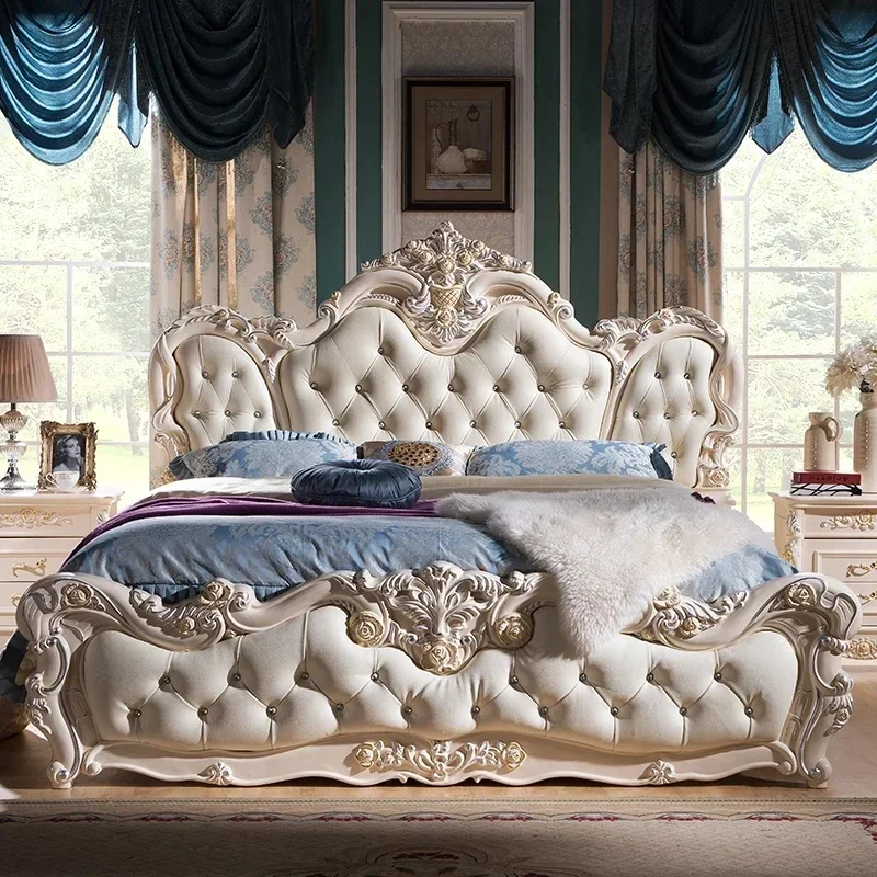 

Elegant Princess King Double Bed Modern Vintage Luxury Furniture for Salon Direct Factory Sales