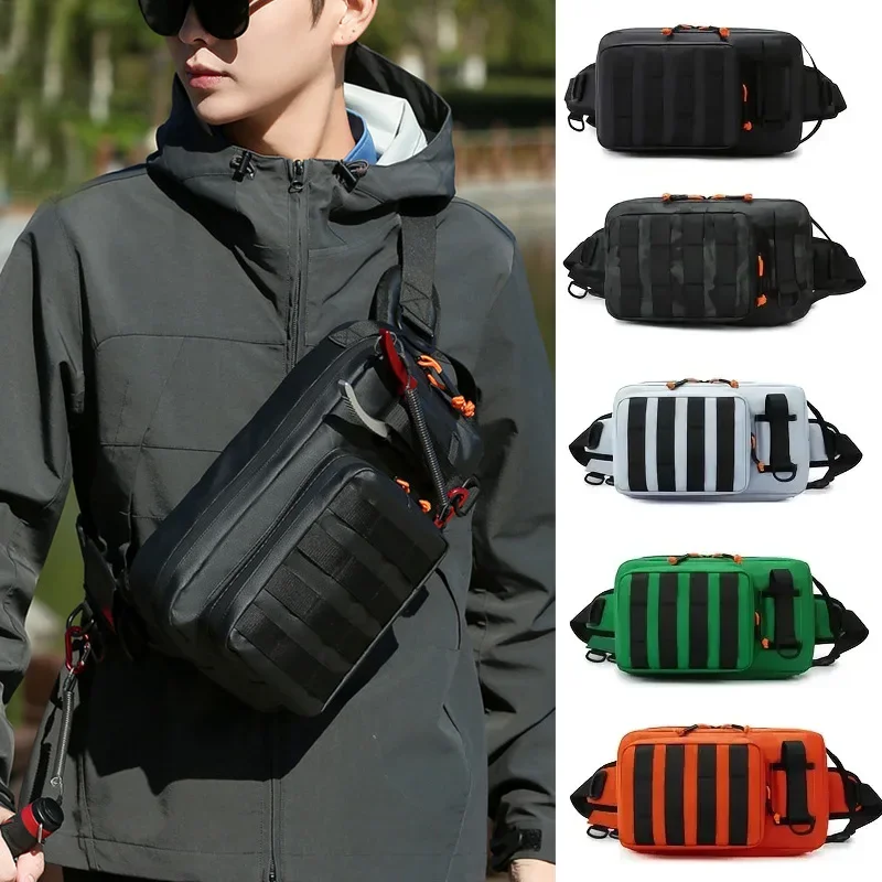 

Men's Chest Bag Wear-resistant Tactical Vest Molle Waist Bag Lure Belt Pack Outdoor Travel Camping Hiking Hunting Rig Pouch