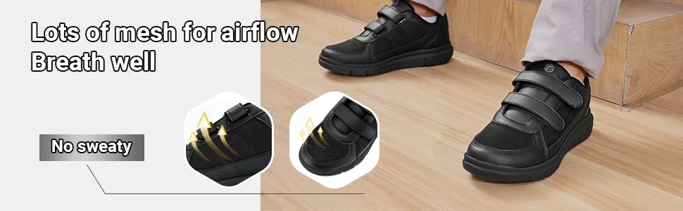 Fitville Herren-Diabetikerschuhe, extra breit, Größe 4E, Freizeitschuh für Senioren, lindert Neuropathie und Schmerzen bei geschwollenen Füßen, mit Fußgewölbestütze. – Detail 2