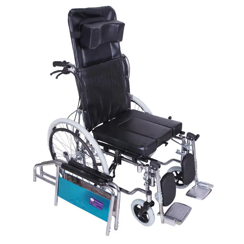 High Quality Factory Low Price Foldable Rollator Wheelchair Leather Commode Manual Wheelchair Lightweight Wheelchair