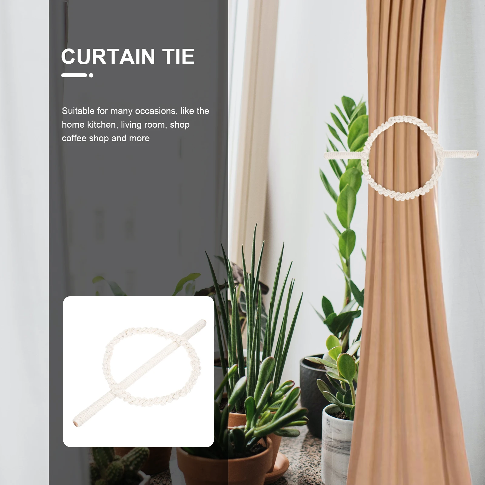 

Bohemian Curtain Tiebacks Cotton Decorative Drape Ties Woven Holdback Simple Style Living Practical Durability