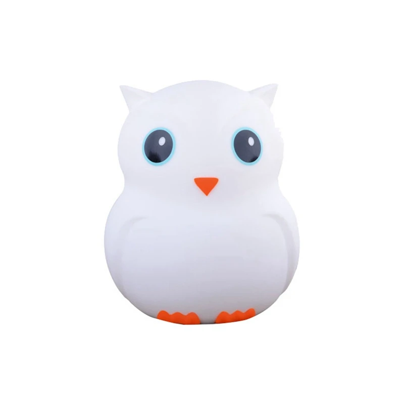 Kids Night Light Cute Owl Colour Changing LED Animal Silicone Light With Remote USB Chargeable Nightlights For Childrens