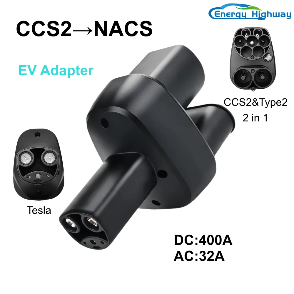 

CCS2&Type2-NACS 400A Fit for Model 3/X/Y Made in USA EV Fast Charger Convertor Adapter