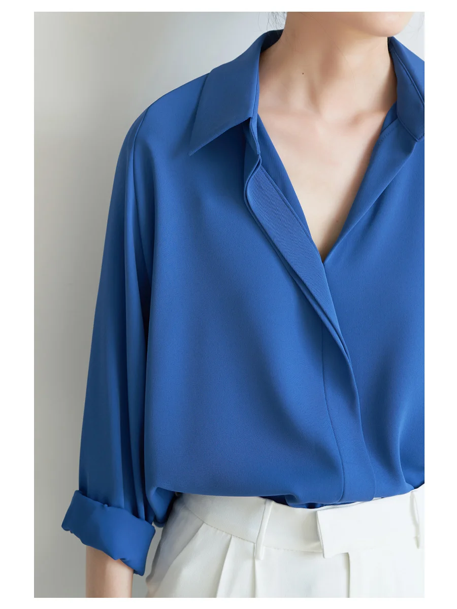 

LIMONN весна лето V-Ne Long Sve свободный топ женский деловой повседневный ирт дра многослойный дизайн интервью подходит