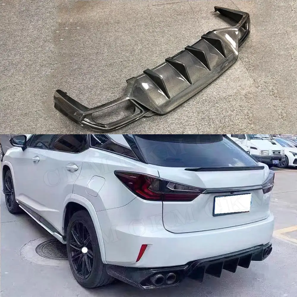 

CKMUUER Carbon Fiber Rear Bumper Lip Diffuser Extension Covers For Lexus RX300 RX450H 2016-2018 FRP Primer