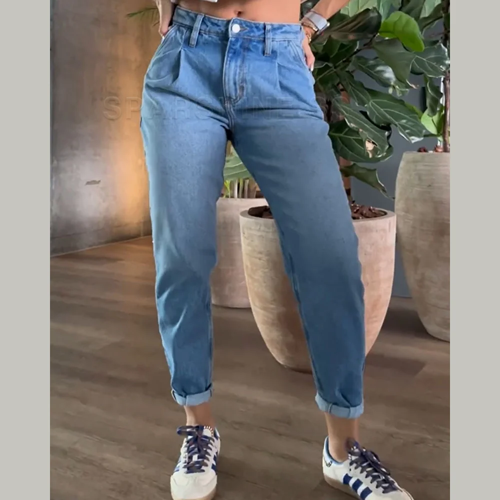 2024 Women Mid Waist Fashion Loose Denim Pants Y2K Baggy Jeans Casual Female Clothing Vintage High Street Trousers Daily wear