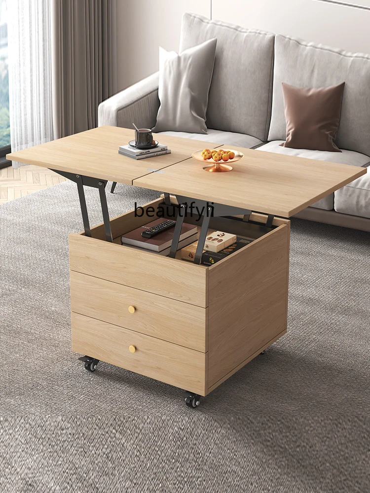 Removable Lifting Coffee Table Dual-Use Nordic Multi-Function Telescopic Folding Tea Table