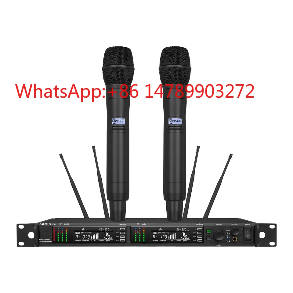 BAIFEILI AXT400 UHF Wireless Handheld Microphone Dynamic True Diversity RGB LED Stage Noise Cancelling Mic